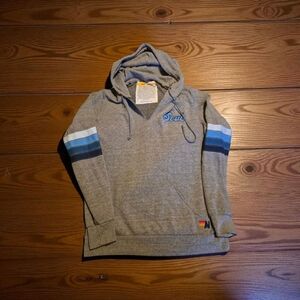 Aviator Nation Gray Hoodie with Blue Stripes